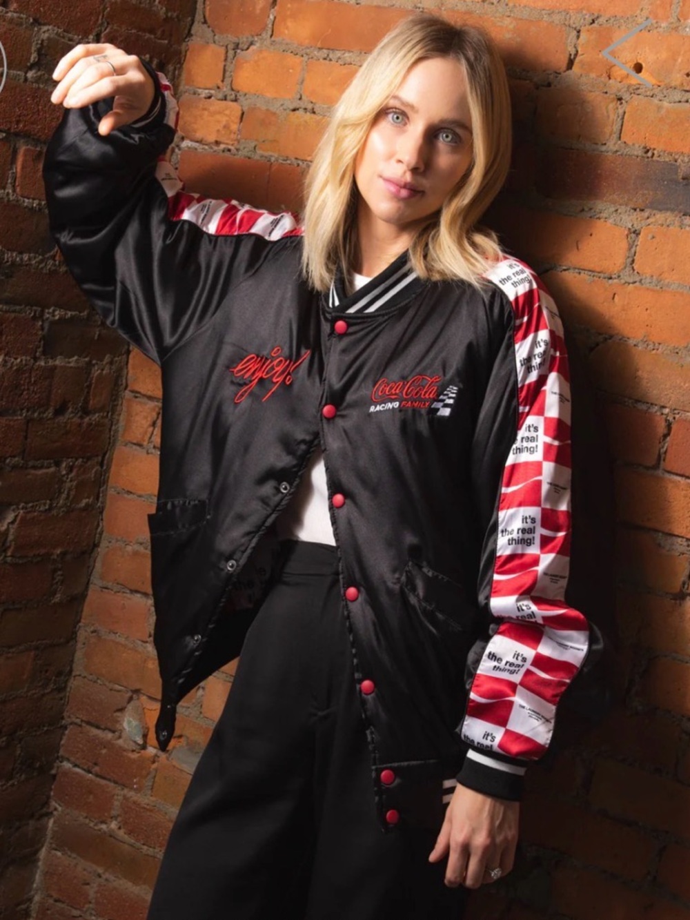 The Laundry Room Coca Cola Racing Satin Stadium Jacket Black w/ Bottle Opener L